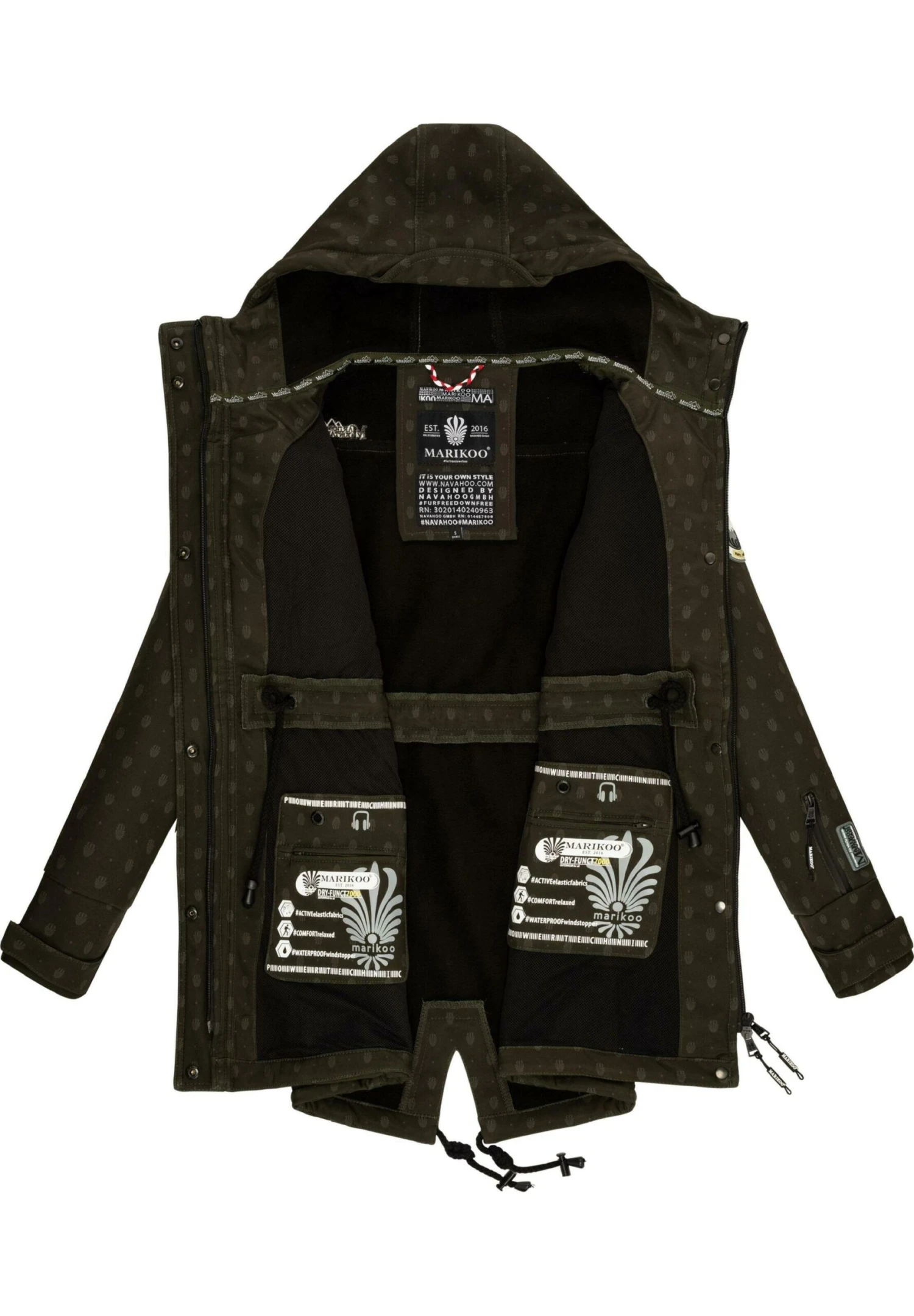 Marikoo Zimtzicke - Parka - Dark Olive W Print 6 Marikoo Zimtzicke - Parka - Dark Olive W Print - Imagen 4